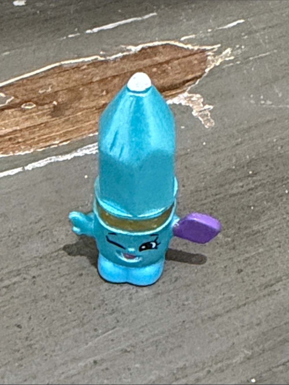Shopkins Light Blue Crayon Character with Purple Handle